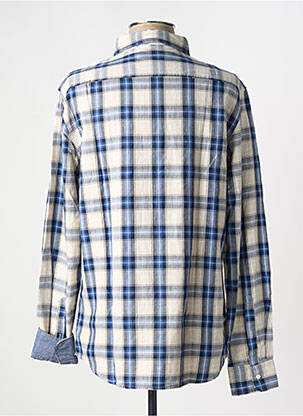 Chemise manches longues imprimé carreaux bleu TBS homme