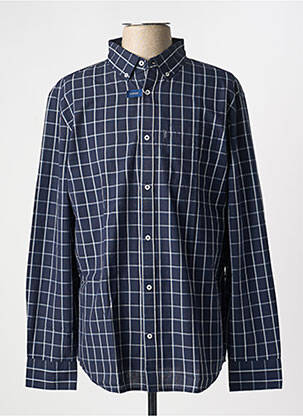 Chemise manches longues imprimé carreaux bleu TBS homme