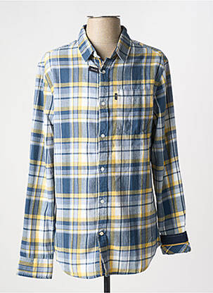 Chemise manches longues imprimé écossais bleu TBS homme