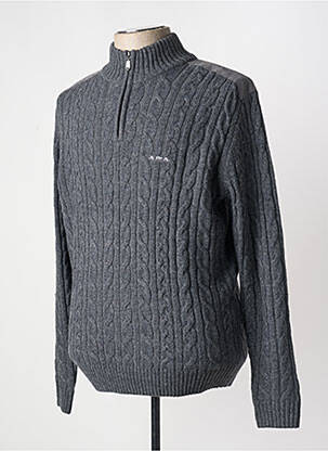 Pull maille torsadée manches longues gris MISE AU GREEN homme