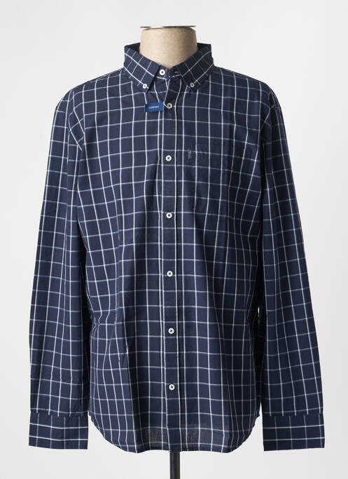 Chemise manches longues imprimé carreaux bleu TBS homme