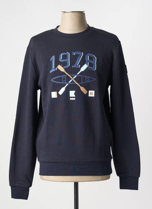 Sweat-shirt broderie manches longues bleu TBS homme