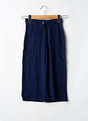 Pantalon large tissage popeline taille ajustable bleu BOBOLI fille