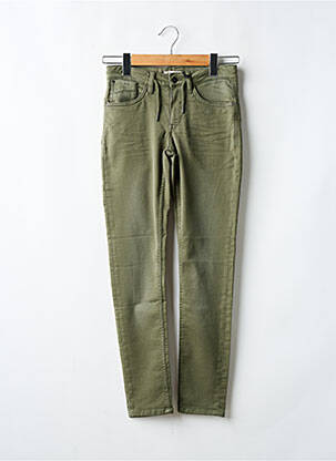 Pantalon slim tissage popeline taille ajustable vert GARCIA garçon