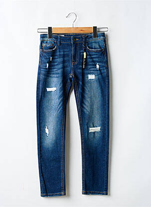 Jeans coupe slim effet usé délavé taille ajustable bleu NUKUTAVAKE garçon