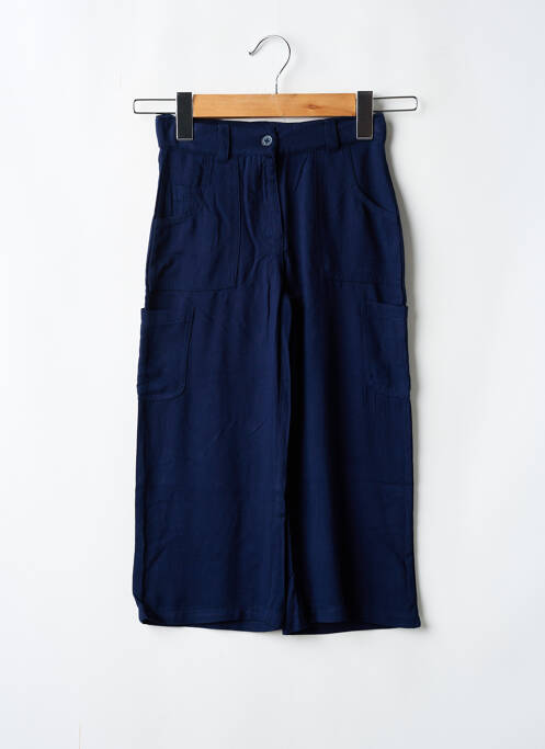 Pantalon large tissage popeline taille ajustable bleu BOBOLI fille