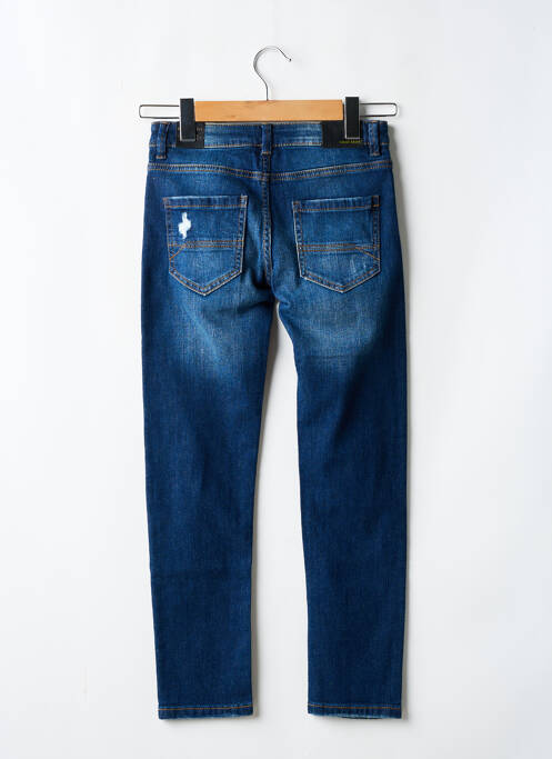 Jeans coupe slim effet usé délavé taille ajustable bleu NUKUTAVAKE garcon