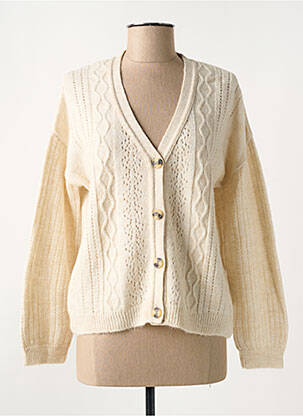 Gilet manches longues resserrée sur le bas beige LOLA ESPELETA femme