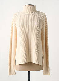 Pull col roulé coupe droite manches longues beige TBS femme