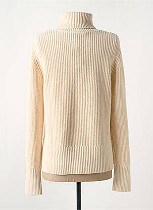 Pull col roulé maille torsadée manches longues beige TBS femme