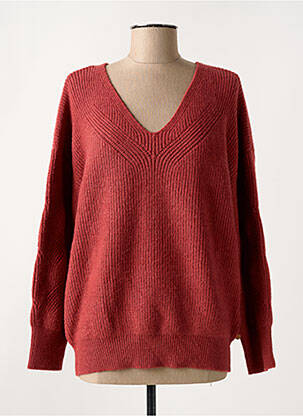 Pull col v manches longues orange TBS femme