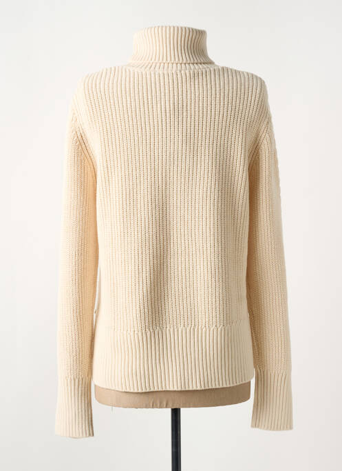 Pull col roulé maille torsadée manches longues beige TBS femme
