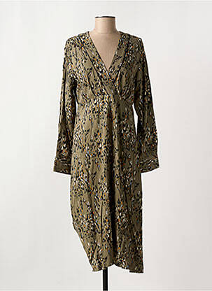 Robe mi-longue manches longues manches longues vert LOLA ESPELETA femme