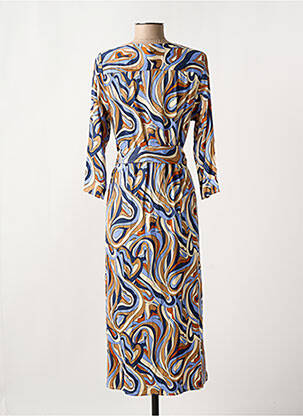 Robe mi-longue imprimé fantaisie manches longues bleu LOLA ESPELETA femme