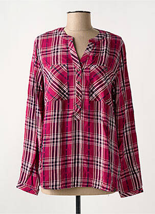Blouse tissage popeline manches longues rose TIMEZONE femme