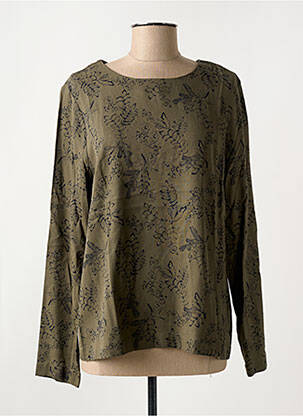 Blouse tissage popeline manches longues vert TBS femme