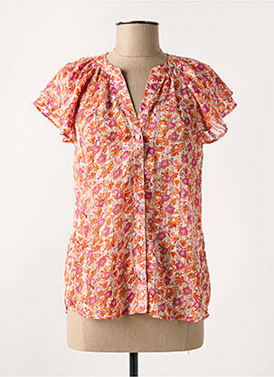 Blouse imprimé fleurs manches courtes orange MISE AU GREEN femme