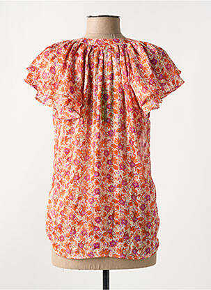 Blouse imprimé fleurs manches courtes orange MISE AU GREEN femme