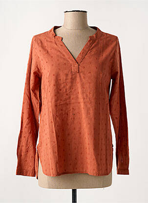 Blouse poignets boutonnés avec fente manches longues orange TBS femme