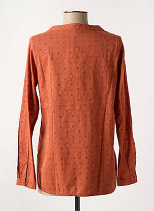 Blouse poignets boutonnés avec fente manches longues orange TBS femme