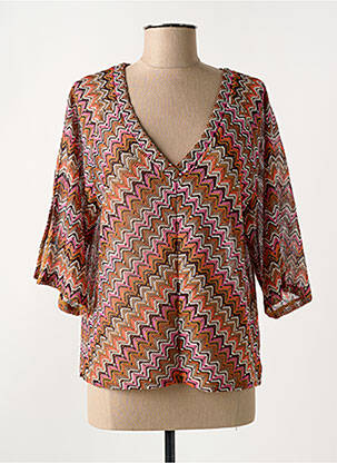 Top imprimé fantaisie manches 3/4 orange LOLA ESPELETA femme