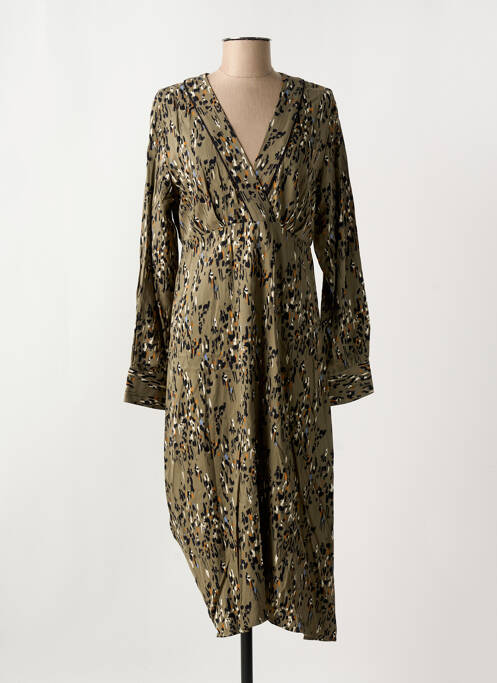 Robe mi-longue manches longues manches longues vert LOLA ESPELETA femme