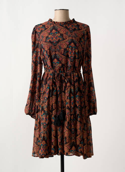 Robe mi-longue manches longues manches longues noir MOLLY BRACKEN femme