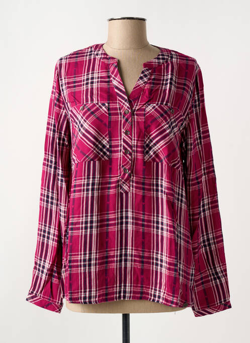 Blouse poignets boutonnés avec fente manches longues rose TIMEZONE femme