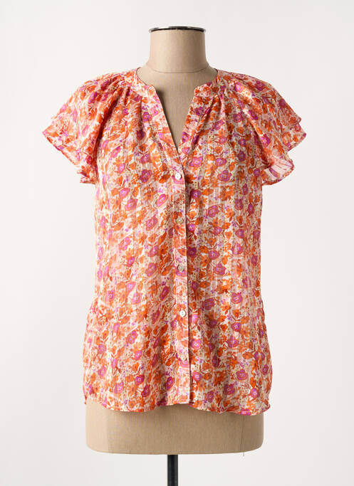 Blouse imprimé fleurs manches courtes orange MISE AU GREEN femme