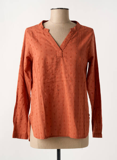 Blouse poignets boutonnés avec fente manches longues orange TBS femme