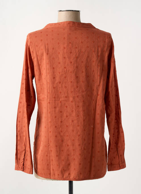 Blouse poignets boutonnés avec fente manches longues orange TBS femme