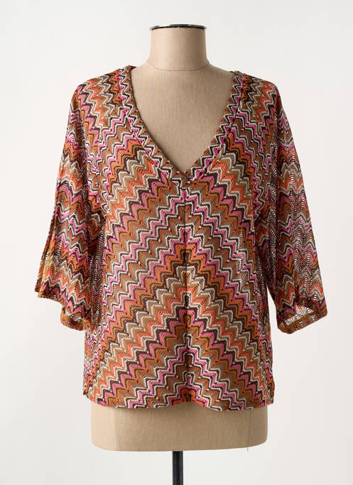 Top imprimé fantaisie manches 3/4 orange LOLA ESPELETA femme