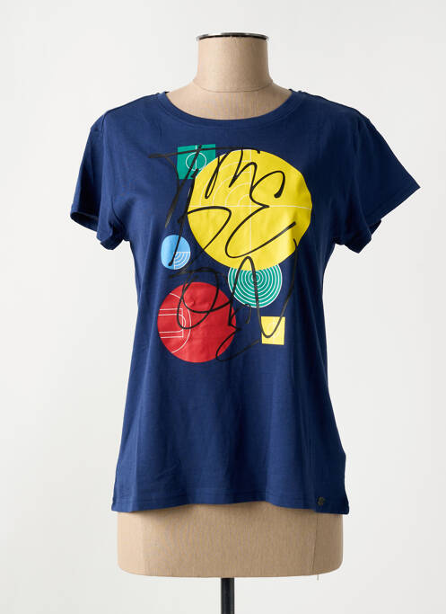 T-shirt sérigraphie floquée manches courtes bleu TIMEZONE femme