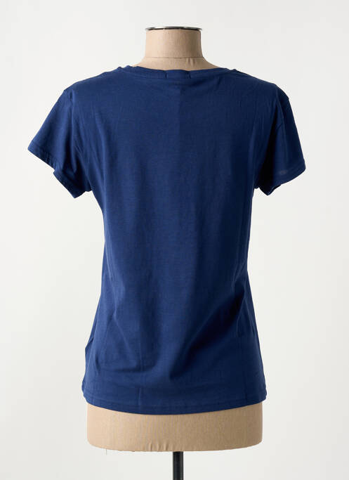 T-shirt sérigraphie floquée manches courtes bleu TIMEZONE femme