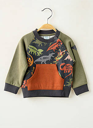Pull coupe droite manches longues vert BOBOLI garçon