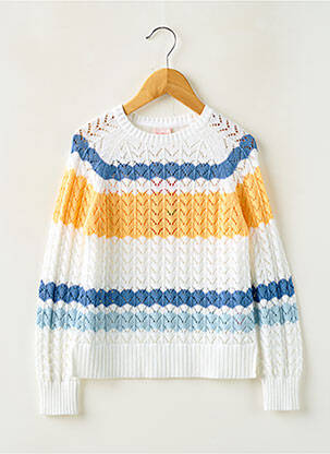 Pull coupe droite manches longues blanc BOBOLI fille