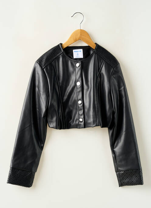 Veste simili cuir coupe droite noir MAYORAL fille