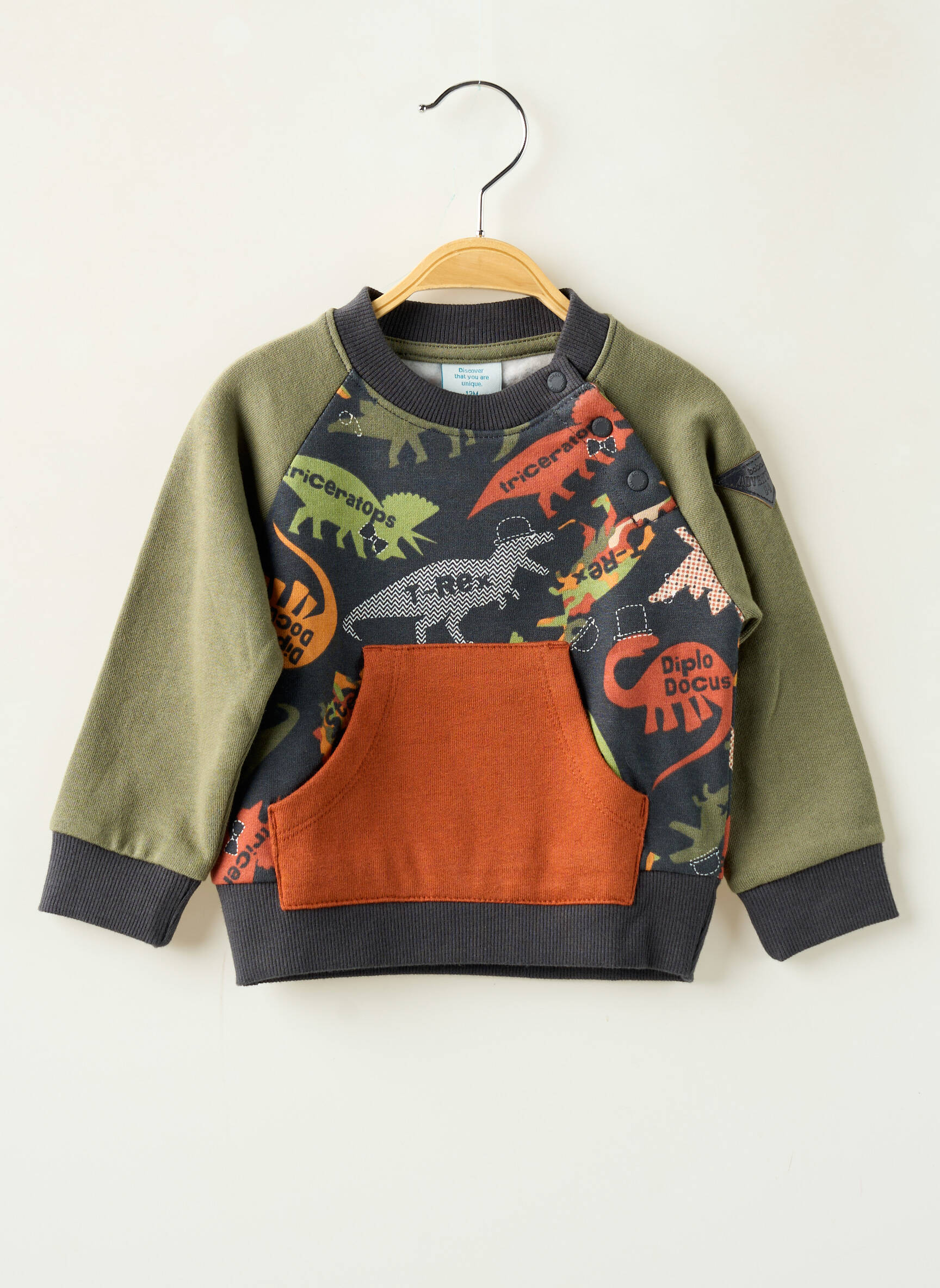 Pull imprimé fantaisie manches longues vert BOBOLI garçon