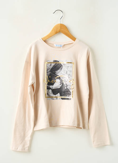 T-shirt coupe droite manches longues beige MAYORAL fille