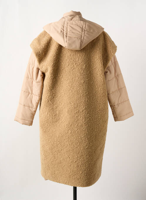 Manteau long coupe droite a capuche beige CAROLINE BISS femme