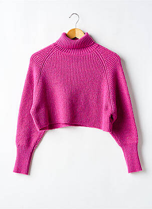 Pull col roulé tissage chiné manches longues violet LE TEMPS DES CERISES fille