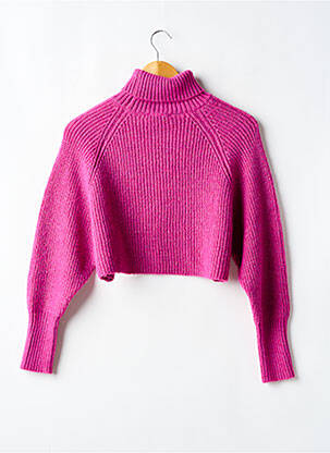 Pull col roulé tissage chiné manches longues violet LE TEMPS DES CERISES fille