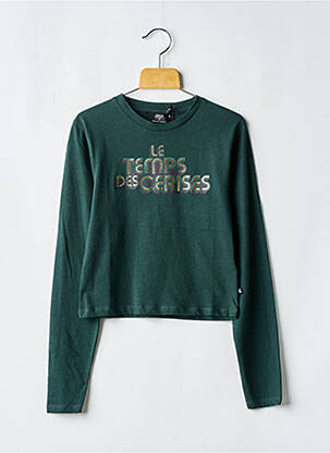 T-shirt coupe droite manches longues vert LE TEMPS DES CERISES fille