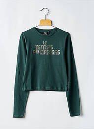 T-shirt coupe droite manches longues vert LE TEMPS DES CERISES fille
