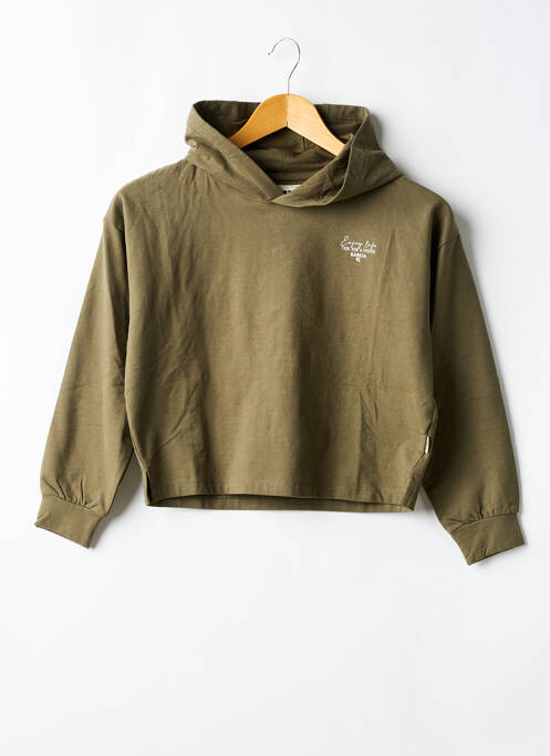 Sweat-shirt à capuche coupe droite manches longues vert GARCIA fille