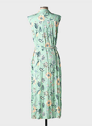Robe longue imprimé fantaisie sans manche vert YESTA femme
