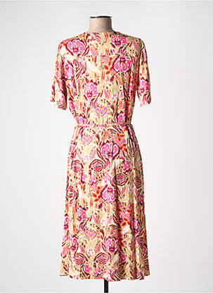 Robe longue imprimé fantaisie manches courtes beige YEST femme