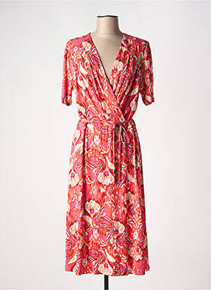 Robe longue imprimé fantaisie manches courtes orange YEST femme