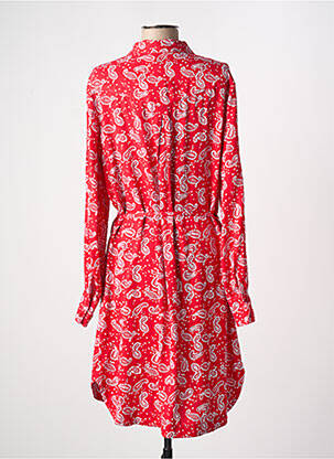 Robe mi-longue imprimé fantaisie manches longues rouge YEST femme