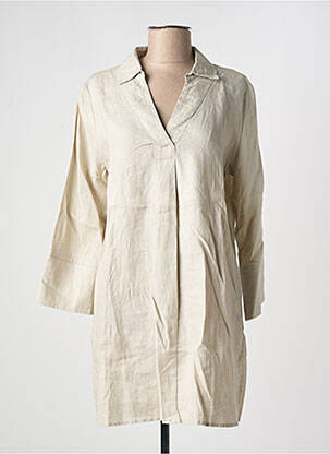 Robe courte manches longues manches longues beige YEST femme